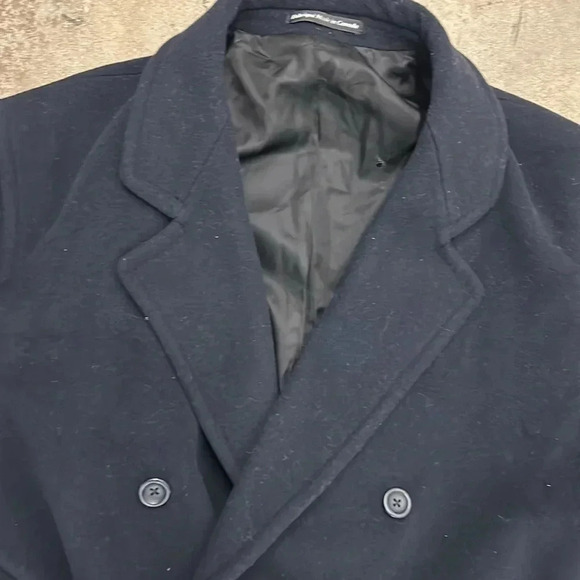 Cashmere blend wool double breasted navy blu  men coat - Picture 4 of 8